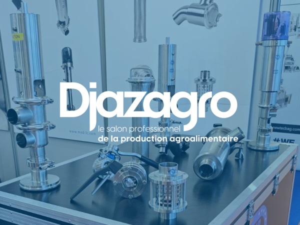 Merci Djazagro 25 Image illustrant les produits EUROBINOX exposés sur le stand DJAZAGRO à Alger avec le logo du salon